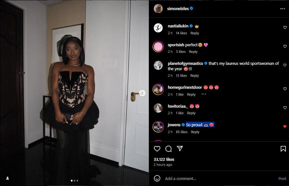 Screenshot of the Instagram post's comment section.